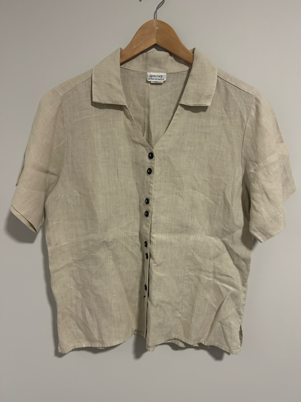 Habitat 100% Linen Button Front Blouse, Size S